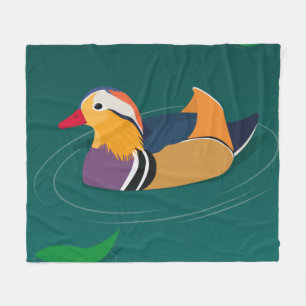 Colorful Mandarin Duck Modern Digital Art Fleece Blanket