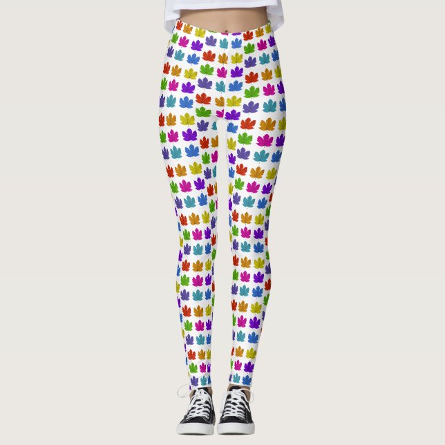 Colorful maple leaves leggings (Front)