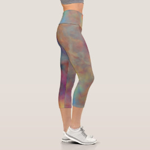 Colorful Marble Clouds Capri Leggings