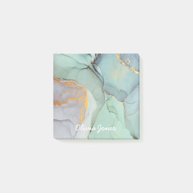 Colorful Marble Personalized Post-Its Post-it Notes (Front)