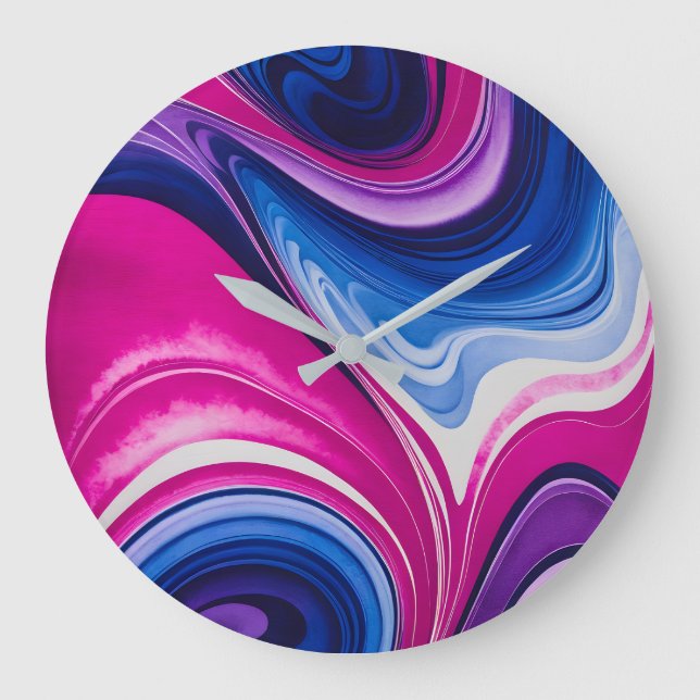 Colorful Marbled Paper Art Wall Clock (Front)