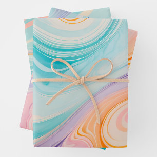 Colorful Marbled Paper Art Wrapping Paper Sheets