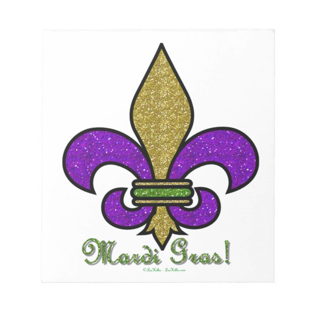 Colorful Mardi Gras Fleur De Lis Notepad (Front)