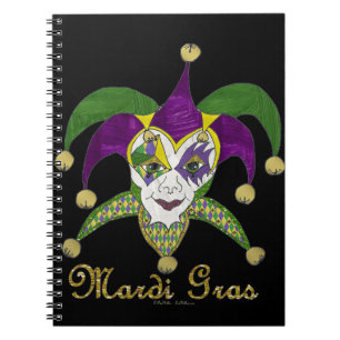 Colorful Mardi Gras Jesters Mask Notebook