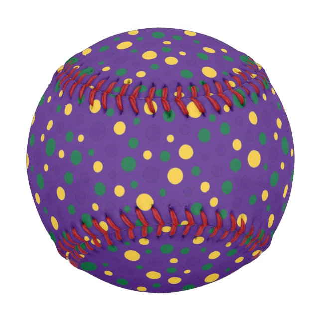 Colorful Mardi Gras polka dot Baseball (Front)