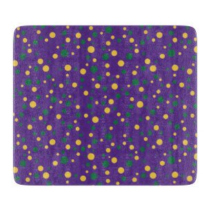 Colorful Mardi Gras polka dot Cutting Board