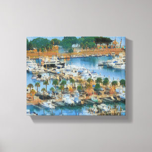 Colorful Marina Wall Art Coastal Harbor Boats
