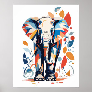 Colorful Matisse Inspired Elephant Design Poster