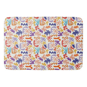 Colorful Matisse Pattern Abstract Botanical Shapes Bath Mat