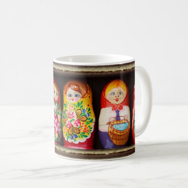 Colorful Matryoshka Dolls Coffee Mug (Front Right)