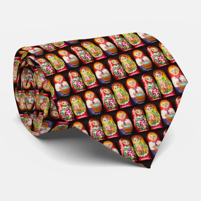 Colorful Matryoshka Dolls Tie (Rolled)