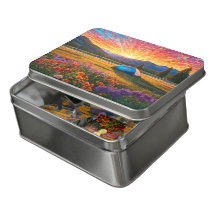 Colorful Meadow Camping Tent in a Tin