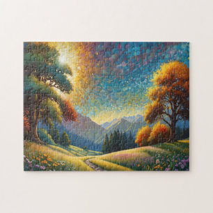 Colorful Meadow Flowers Art Jigsaw Puzzle