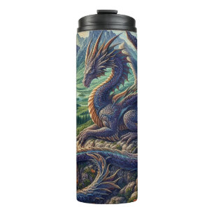 Colorful, Medieval Dragon castle Thermal Tumbler