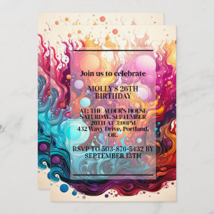 Colorful Melting Lava Design Birthday Party Invitation