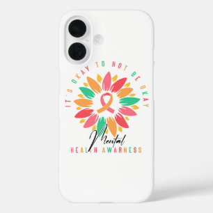 Colorful Mental Health Awareness Sunflower Ribbon iPhone 16 Case