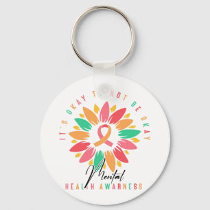 Colorful Mental Health Awareness Sunflower Ribbon Keychain