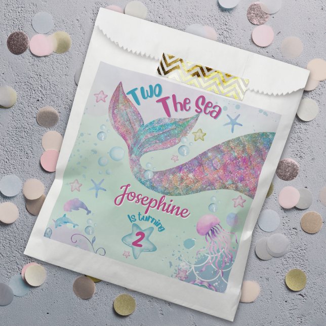 Colorful Mermaid second birthday Favour Bag (Creator Uploaded)