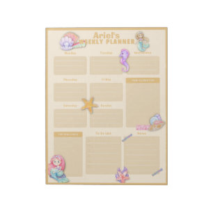 Colorful Mermaid Weekly Calendar Notepad
