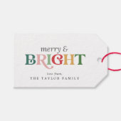 Colorful Merry and Bright Christmas Family Holiday Gift Tags (Front (Horizontal))