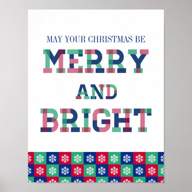 Colorful Merry And Bright Christmas Poster Sign (Front)