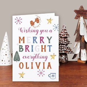 Colorful Merry and Bright Everything Scandinavian Holiday Card