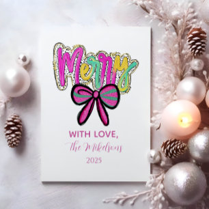 Colorful Merry Bow Christmas Holiday Card