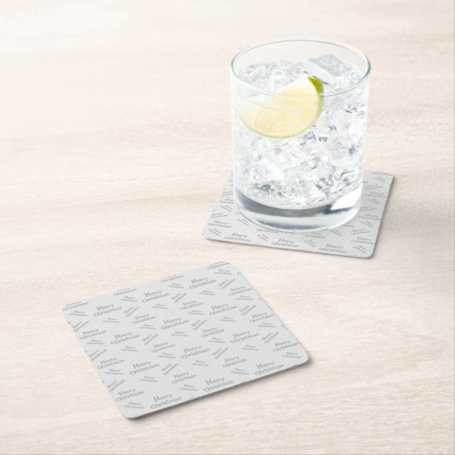 Colorful Merry Christmas design Square Paper Coaster (Insitu)