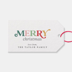 Colorful Merry Christmas Family Holiday Gift Tags