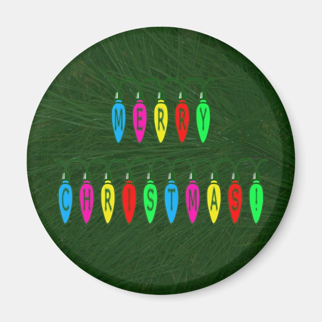 Colorful Merry Christmas Lights Font Magnet (Front)