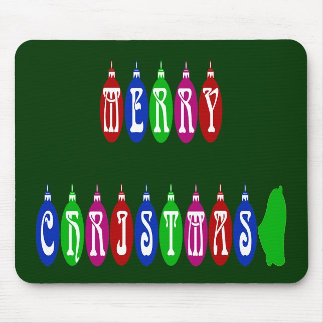 Colorful Merry Christmas Ornament Font Mouse Pad (Front)