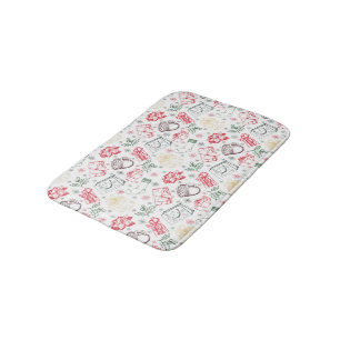 Colorful Merry christmas vintage style pattern Bath Mat