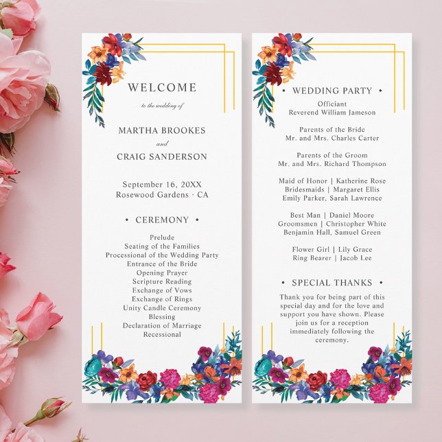 Colorful Mexicain Fiesta Floral Wedding Programme (Créateur téléchargé)
