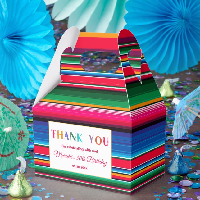 Colorful Mexican Fiesta Serape Thank you  Favor Box (Party)