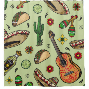 Colorful mexican fiesta vintage seamless pattern w