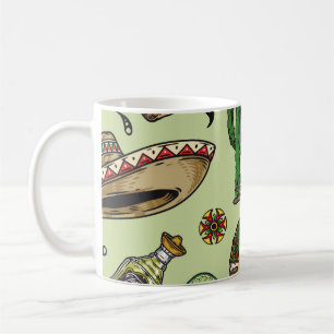 Colorful mexican fiesta vintage seamless pattern w coffee mug