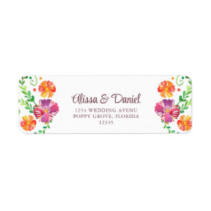 Colorful Mexican Floral Fiesta Return Address