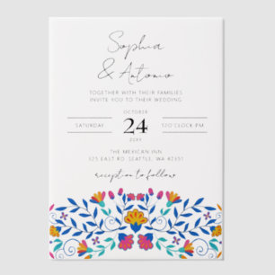 Colorful Mexican Floral Fiesta Wedding Vellum Invitations