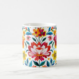 Colorful Mexican Folk Art Floral Coffee Mug