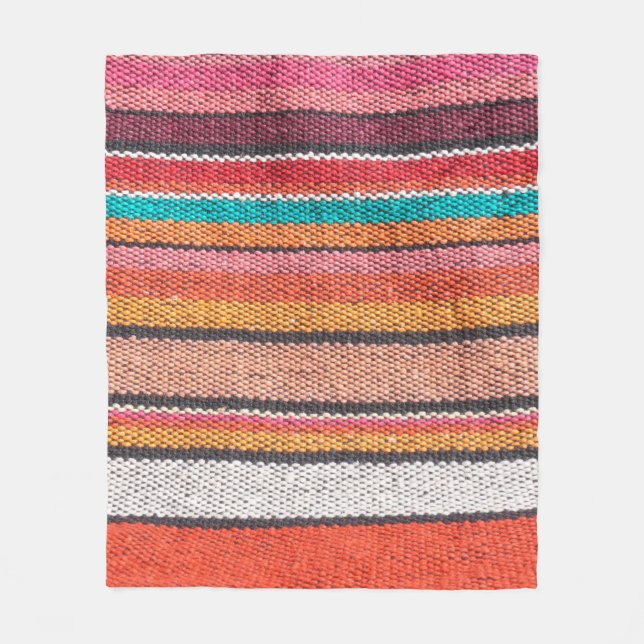 Colorful mexican, peruvian style rug close surface fleece blanket (Front)