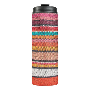 Colorful mexican, peruvian style rug close surface thermal tumbler