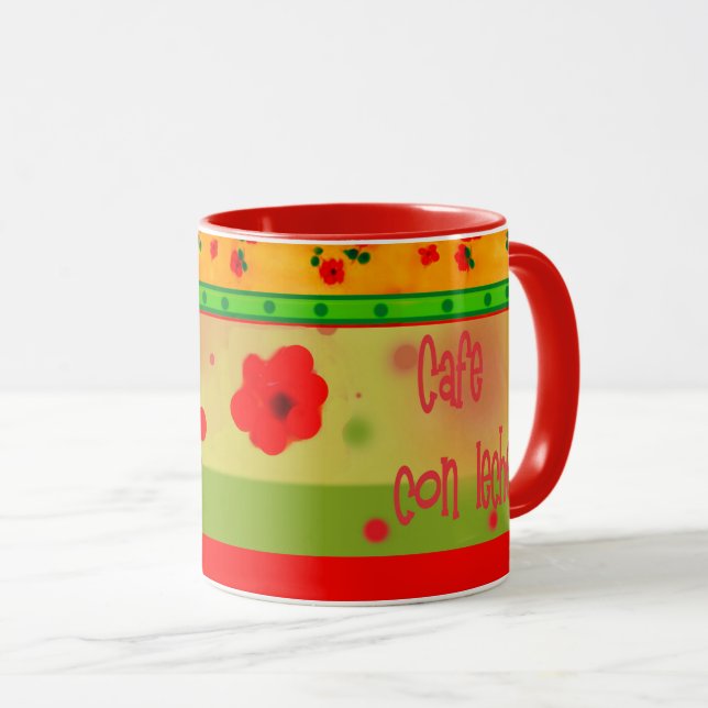 Colorful Mexican Theme Green Red Orange Mug (Front Right)