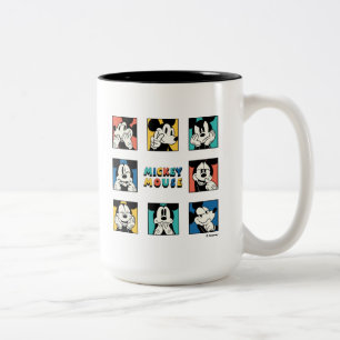 Colorful Mickey Mouse Grid Two-Tone Coffee Mug