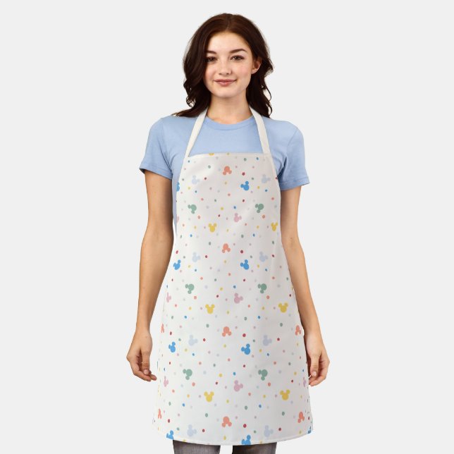 Colorful Mickey Mouse Icon and Dot Toss Pattern Apron (Worn)