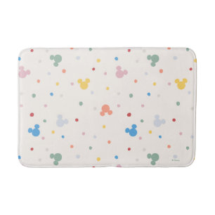 Colorful Mickey Mouse Icon and Dot Toss Pattern Bath Mat