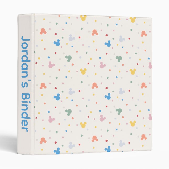 Colorful Mickey Mouse Icon and Dot Toss Pattern Binder (Front/Spine)
