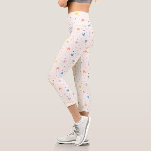 Colorful Mickey Mouse Icon and Dot Toss Pattern Capri Leggings