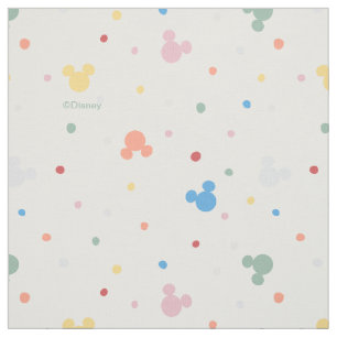 Colorful Mickey Mouse Icon and Dot Toss Pattern Fabric