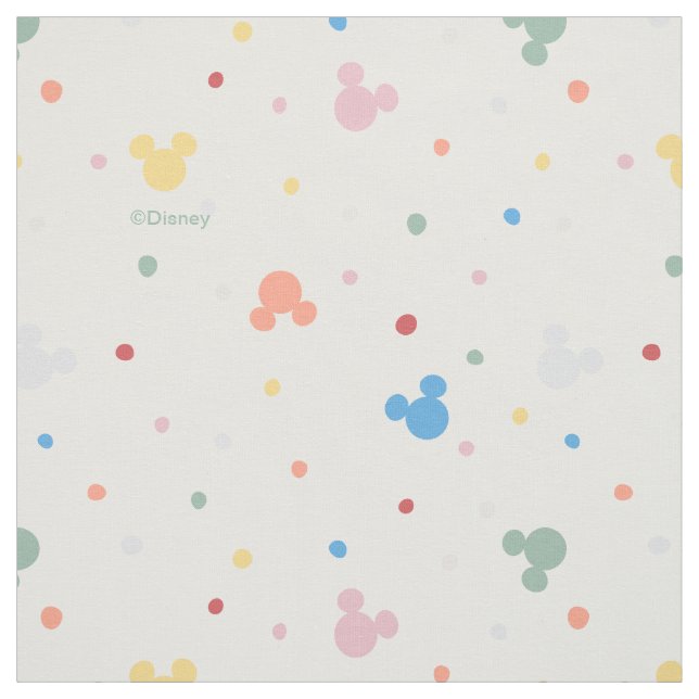 Colorful Mickey Mouse Icon and Dot Toss Pattern Fabric (Swatch)