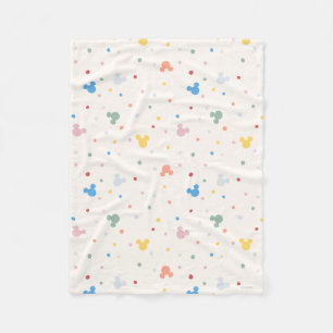 Colorful Mickey Mouse Icon and Dot Toss Pattern Fleece Blanket